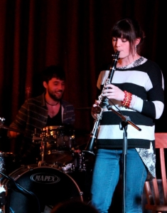 Charlie Fothergill playing clarinet with her own band