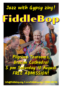 FiddleBop at Pilgrims Tearooms, Brecon Cathedral, 10 August 2019
