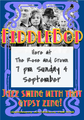 FiddleBop at The Rose and Crown, Oxford, 4 September 2016