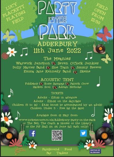 Adderbury Party in the Park poster 2022