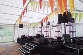 The Stage venue at 'HowTheLightGetsIn' Festival 2022. Ready for FiddleBop to play!