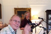 Paul and Graeme at a FiddleBop gig in Treberfydd House, Llangasty, on 9 June 2019