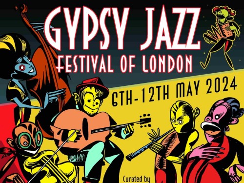 A poster for the Gypsy Jazz Festival of London, 2024