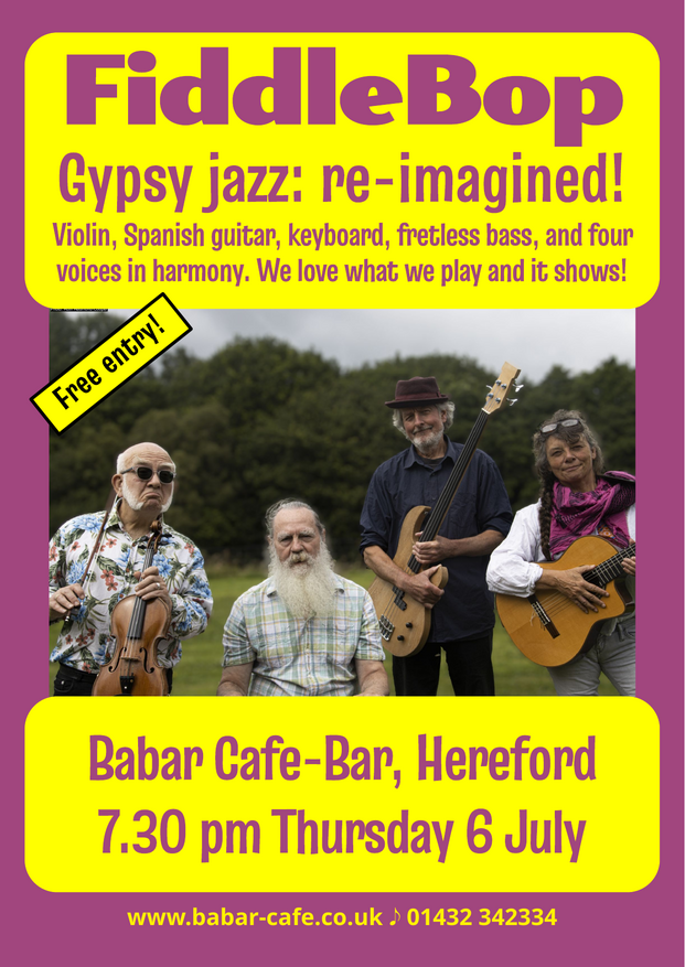 FiddleBop at Babar Cafe-Bar, Hereford, 6 July 2023