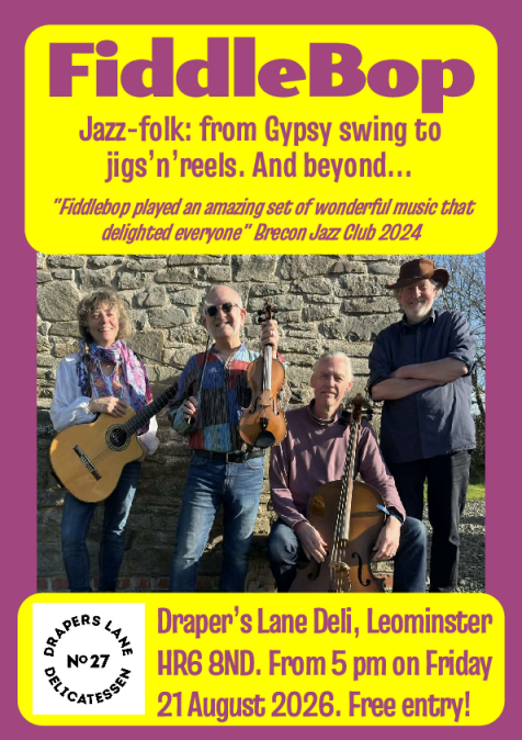 FiddleBopp at Draper's Lane Deli, Leominster, on Friday 21 August 2026