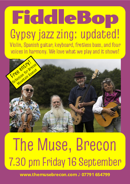 Poster for FiddleBop at the Muse, Brecon, on 16 September 2022