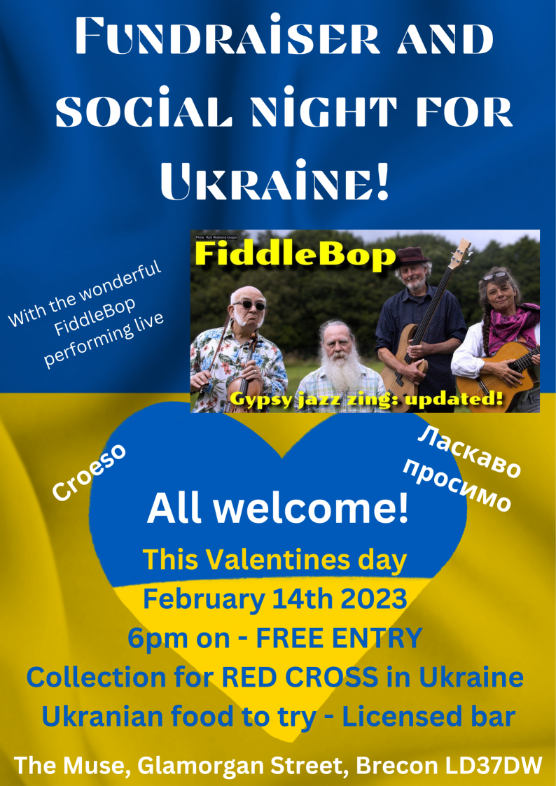 FiddleBop: Valentine's Day Fundraiser for Ukraine at the Muse, Brecon, 14 Feb 2023