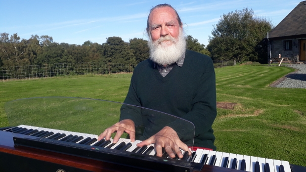 Now with added beard! Paul on keyboard: a sunny day, summer 2020