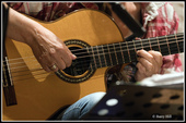 A closeup of Jo playing her guitar: FiddleBop at the Foundry, 23 April 2025. Photo: <a href="https://www.facebook.com/BreconAreaLiveMusicPhotos" target="_blank" rel="noopener">Barry Hill</a>