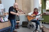 Jo and Dave playing at Y Gaer, Brecon, on 14 March 2026. Photo: Margot Hollingdale
