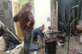 Paul setting up, under the watchful eye of DJ Dan James, before our session at BGFM.wales, 12 January 2026
