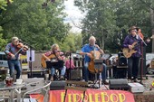 FiddleBop outdoors! At Erwood Station Craft Centre, 5 August 2026. Photo: Caroline Baldwin