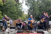 FiddleBop outdoors! At Erwood Station Craft Centre, 5 August 2026. Photo: Caroline Baldwin