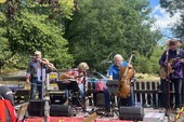 FiddleBop outdoors! At Erwood Station Craft Centre, 5 August 2026. Photo: Caroline Baldwin