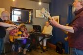 A FiddleBop mini-gig (or should that be 'public practice'?) in the back room of the Brecon Tap, April 2022. Photo: John Powell
