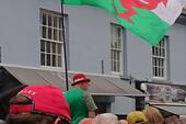 That man with a flag (actually he was on stilts) at Brecon Jazz festival, August 2023