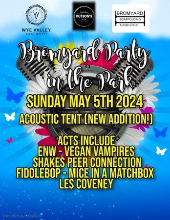 Bromyard Party in the Park 2024 poster for the Acoustic Tent