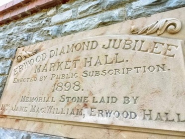 Memorial stone for Erwood Market Hall